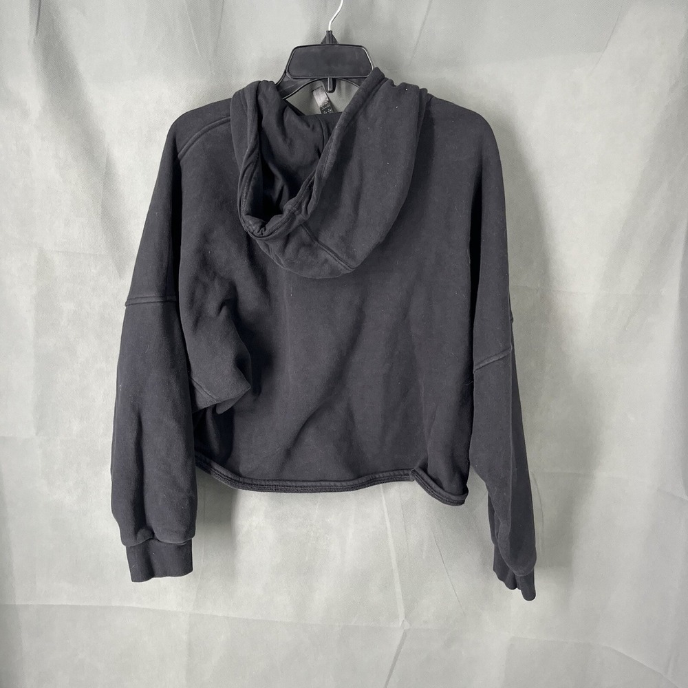 Adidas Hoodie Women's Medium Black Cropped Pullover Cotton Classic Soft - Picture 5 of 6